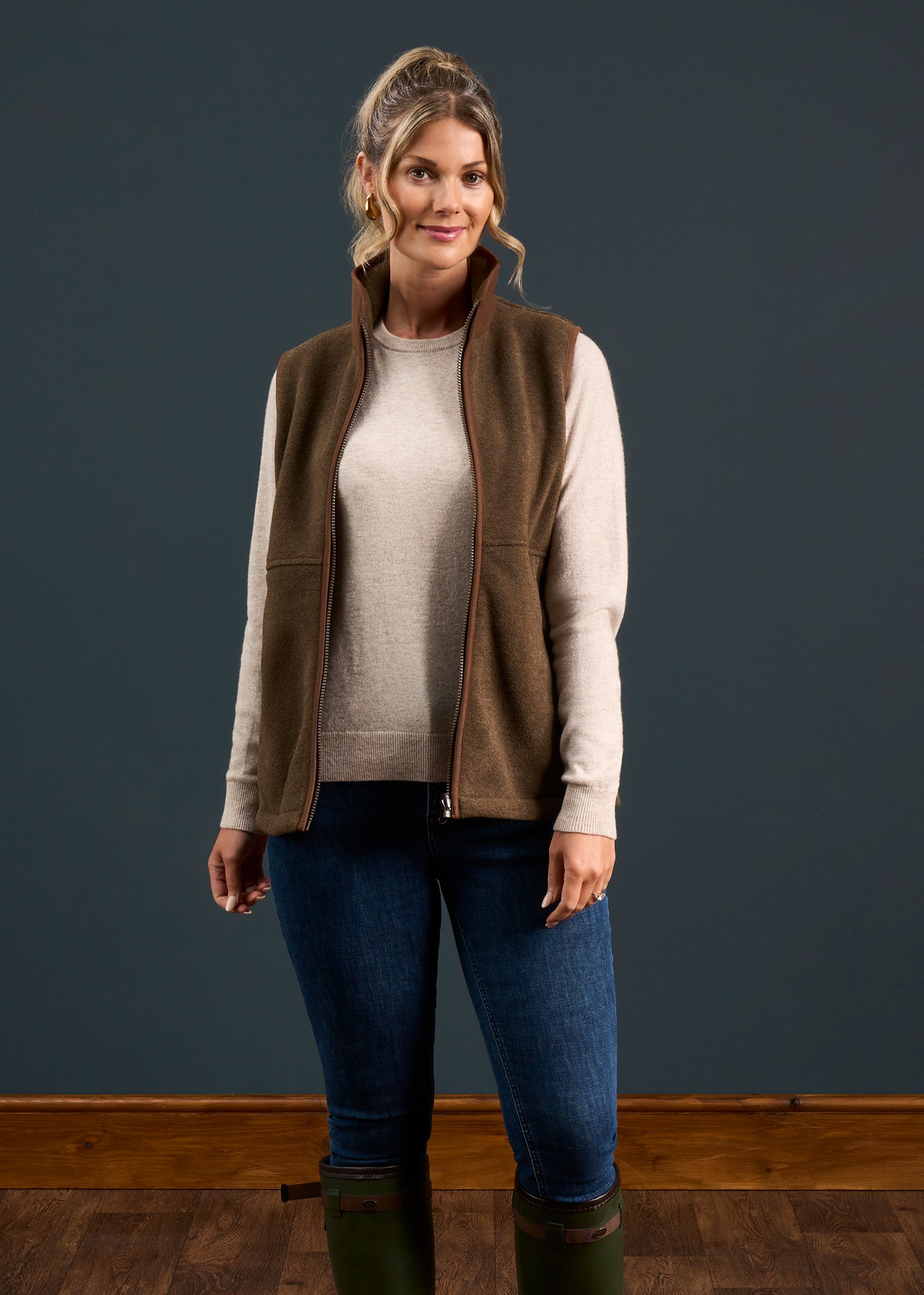Aylsham Ladies Fleece Gilet In Pecan - Regular Fit